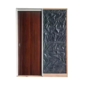 Puerta corrediza embutir , pino , marco de aluminio